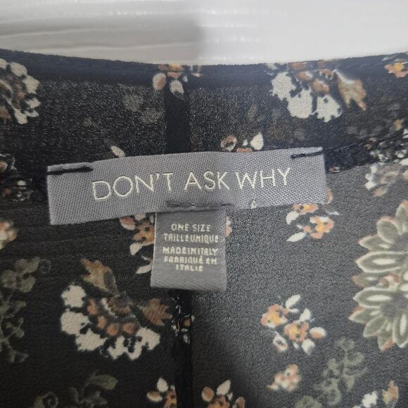 American Eagle Don't Ask Why Black White Floral Romper Boho Festival One Size - Picture 3 of 4